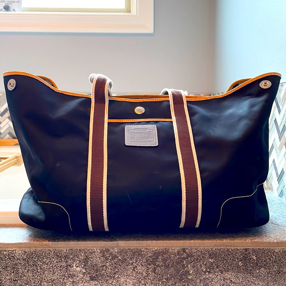 Coach blue reversible tote bag